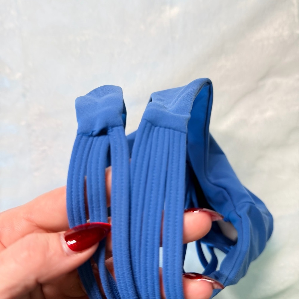 Buffbunny Collection Medium Blue Strappy Back Sports Bra - Picture 4 of 8